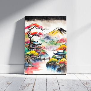 Toile Peinture à l'encre de paysage japonais