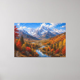 Toile Peinture à l'huile de la vallée montagneuse d'auto