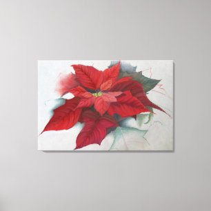 Toile Peinture à l'huile de Noël de poinsettia