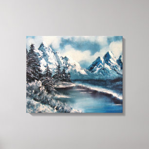 Toile Peinture à l'huile de paysage d'hiver