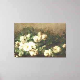Toile Peinture à l'huile de roses blanches vintage