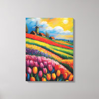 Peinture à l'huile de terrain de tulipe