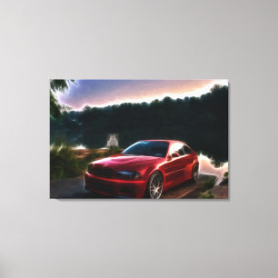 Toile Peinture à l'huile de voiture rouge chaud Imprimé 
