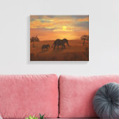 Toile Peinture à l'huile d'éléphant couché de soleil - M (Insitu(Salon))
