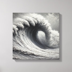 Toile Peinture à l'huile d'ondulation 3D White Ocean