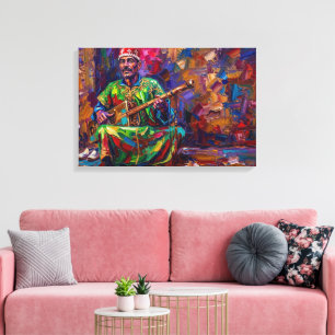 Toile Peinture à l'huile traditionnelle de musicien Gnaw