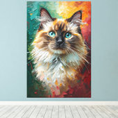 Toile Peinture à l'huile vibrante pour chat Ragdoll arti (Insitu (Plancher de Bois))