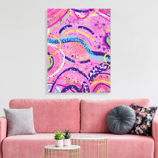 Toile Peinture abstraite à l'état de flux rose