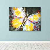 Toile Peinture Abstraite à papillon jaune orné de rubis (Insitu (Plancher de Bois))