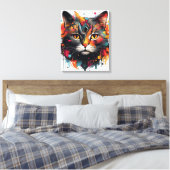Toile Peinture Abstraite de chat - Feline colorée (Insitu(Chambre))