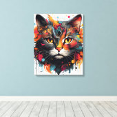 Toile Peinture Abstraite de chat - Feline colorée (Insitu (Plancher de Bois))