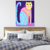 Toile Peinture Abstraite de chats colorée (Insitu(Chambre))