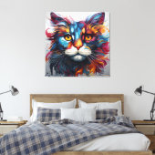 Toile Peinture Abstraite de chats colorée (Insitu(Chambre))