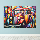 Toile Peinture Abstraite de passagers à bord d'un taxi (Insitu (Plancher de Bois))