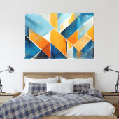 Toile Peinture abstraite en bleu orange (Insitu(Chambre))