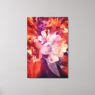 Toile Peinture Abstraite florale bordeaux artistique