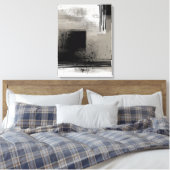 Toile Peinture Abstraite moderne neutre Beige et Noir (Insitu(Chambre))