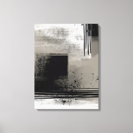 Toile Peinture Abstraite moderne neutre Beige et Noir (Recto)