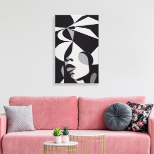 Toile Peinture Abstraite noire et blanche Femmes Classy