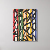 Peinture Abstraite rayée avec Feuilles
