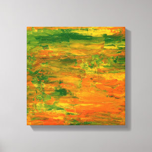 Toile Peinture abstraite verte et orange