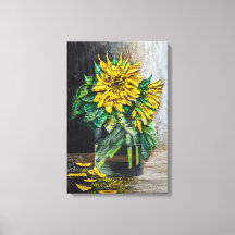Peinture acrylique nature morte de tournesols 