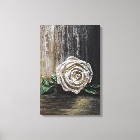 Toile Peinture acrylique Rose Blanche  (Recto)