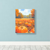 Toile Peinture aquarelle d'automne Patch de citrouille (Insitu (Plancher de Bois))