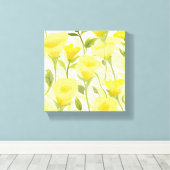 Toile Peinture aquarelle florale jaune (Insitu (Plancher de Bois))