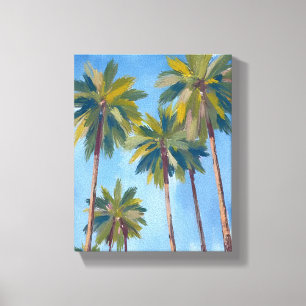 Toile Peinture aquarelle tropicale de palmiers
