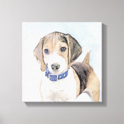 Toile Peinture beagle - Cute Original Chien Art (Recto)