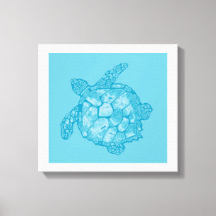 Toile Peinture bleue de tortue de mer de batik sur la