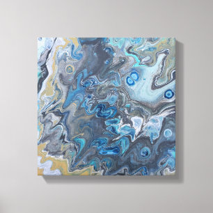 Toile Peinture bleue et grise abstraite moderne