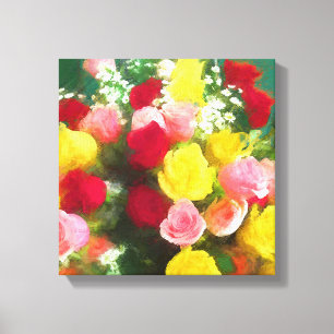 Toile Peinture Bouquet Rose - Jolie Art Fleur Originale