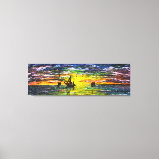 Toile Peinture Canvas Imprimer Bateaux Au coucher Du Sol (Recto)