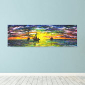 Toile Peinture Canvas Imprimer Bateaux Au coucher Du Sol (Insitu (Plancher de Bois))