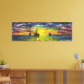 Toile Peinture Canvas Imprimer Bateaux Au coucher Du Sol (Insitu(Salon))