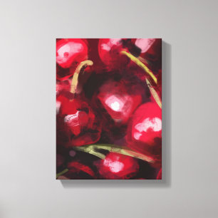 Toile Peinture Cerise Rouge - Illustration de Nature Mor