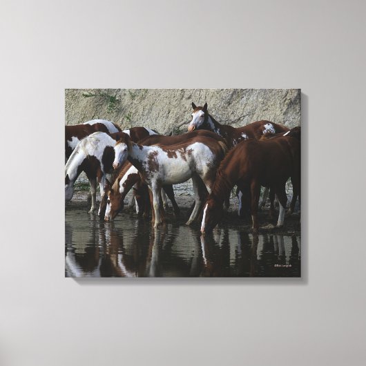 Toile Peinture Chevaux Boire (Recto)