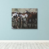 Toile Peinture Chevaux Boire (Insitu (Plancher de Bois))
