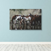 Toile Peinture Chevaux Boire (Insitu (Plancher de Bois))