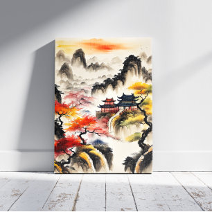 Toile Peinture chinoise d'encre paysage