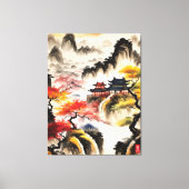 Toile Peinture chinoise d'encre paysage (Recto)