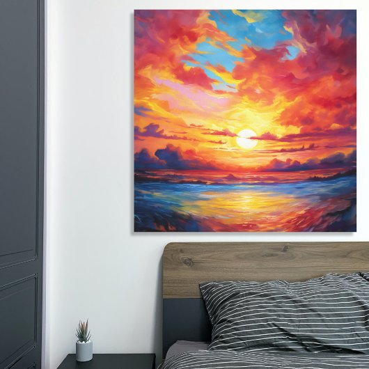 Toile Peinture colorée au coucher du soleil