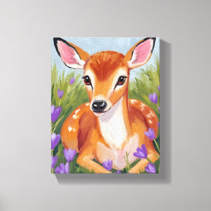 Toile Peinture d'animal de faon de cerf nouveau-né