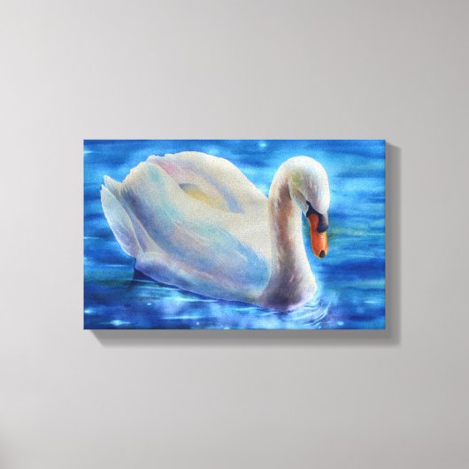 Toile Peinture d'aquarelle de cygne blanc, sauvagine, oi (Recto)