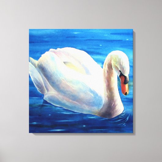 Toile Peinture d'aquarelle de cygne blanc, sauvagine, oi (Recto)