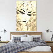 Toile Peinture d'aquarelle en silhouette féminine romant (Insitu(Chambre))
