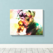 Toile Peinture d'aquarelle personnalisée pour Bulldog (Insitu (Plancher de Bois))