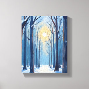 Toile Peinture d'arbre à l'aquarelle de forêt hivernale